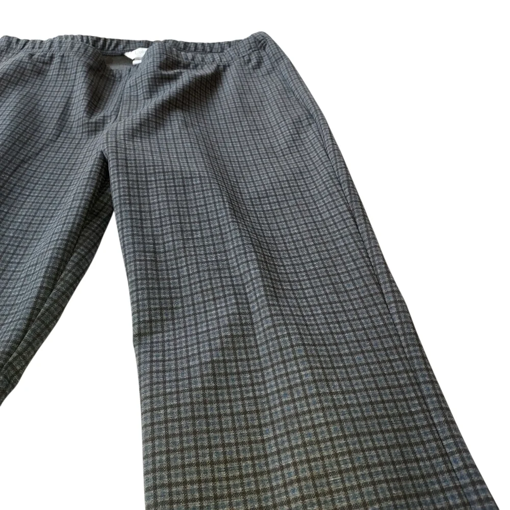 Utopia By Hue Women’s Large Dark Plaid Dress Pants Fall Winter Gray Blue Black